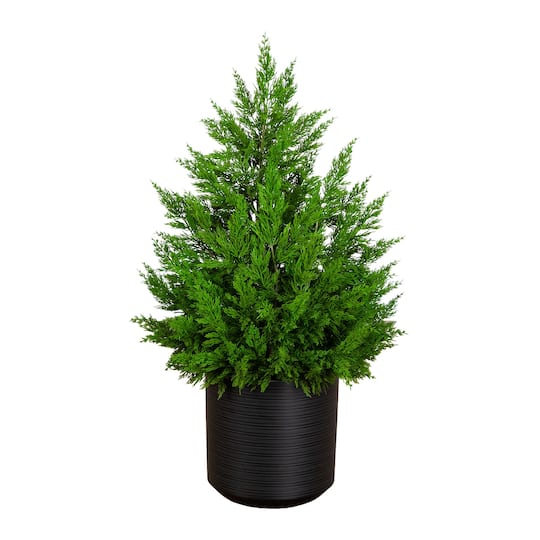 Nearly Natural 3ft. Unlit Real Touch Winter Cypress Artificial Potted Christmas Tree
